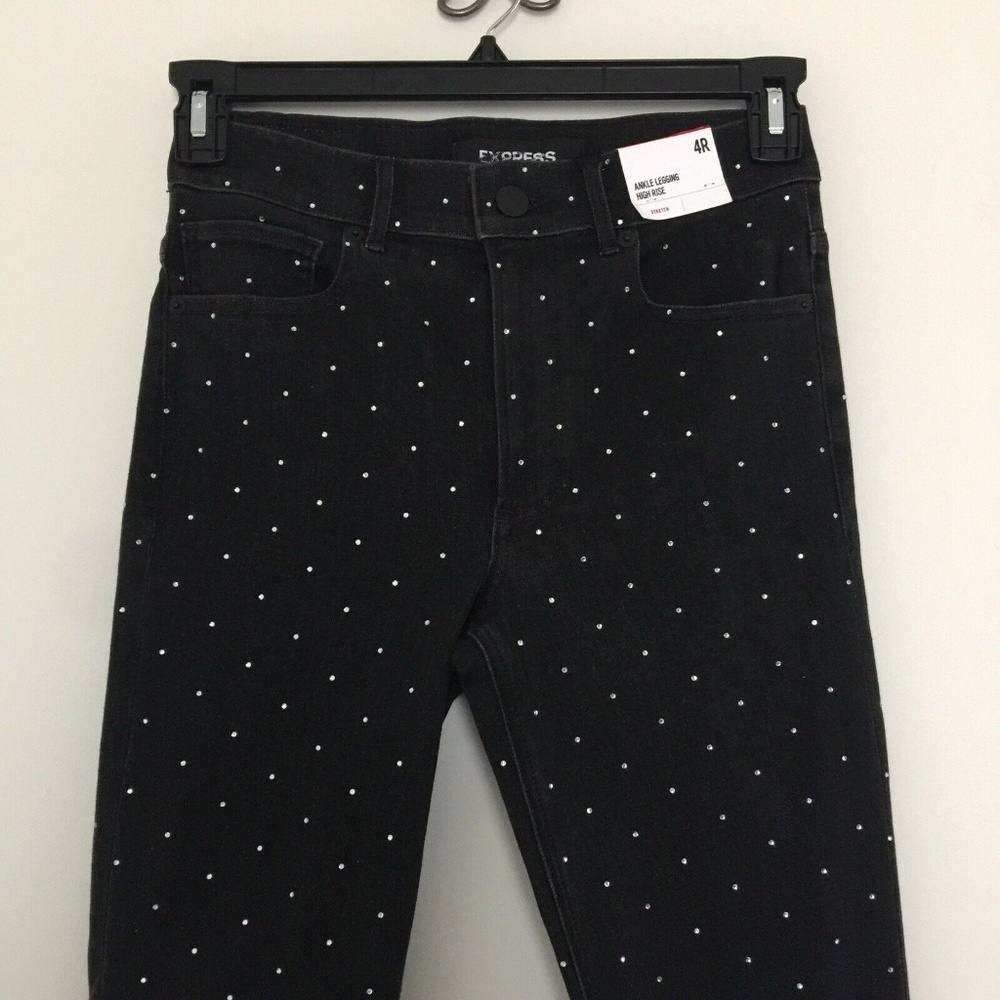 Express Mid Rise Rhinestone Studded Ankle Legging - Picture 4 of 8
